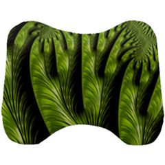 Fractal Background Abstract Green Head Support Cushion by Wegoenart