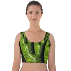 Fractal Background Abstract Green Velvet Crop Top by Wegoenart