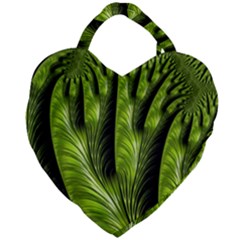 Fractal Background Abstract Green Giant Heart Shaped Tote by Wegoenart