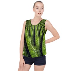 Fractal Background Abstract Green Bubble Hem Chiffon Tank Top