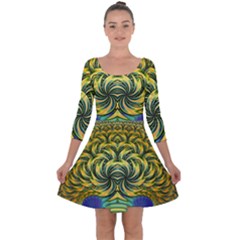 Fractal Tree Abstract Fractal Art Quarter Sleeve Skater Dress