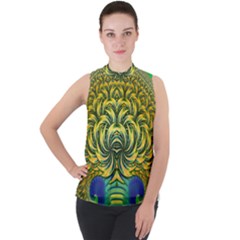 Fractal Tree Abstract Fractal Art Mock Neck Chiffon Sleeveless Top