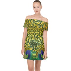 Fractal Tree Abstract Fractal Art Off Shoulder Chiffon Dress