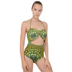 Fractal Tree Abstract Fractal Art Scallop Top Cut Out Swimsuit