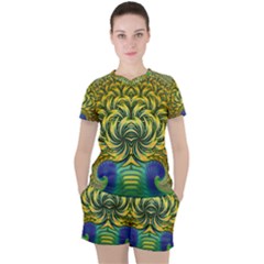 Fractal Tree Abstract Fractal Art Women s Tee And Shorts Set