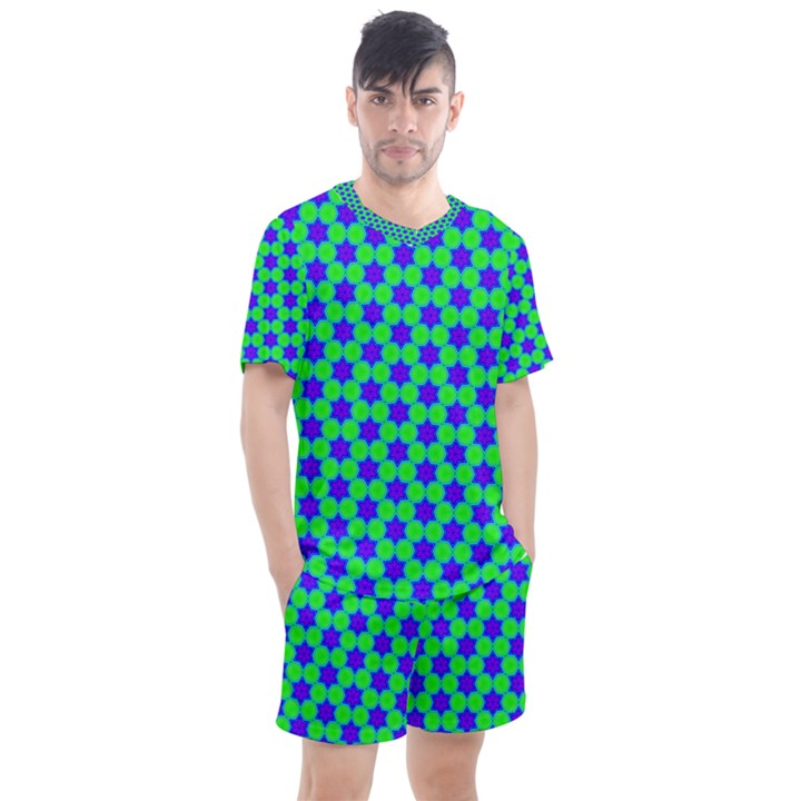 Background Pattern Structure Men s Mesh Tee and Shorts Set