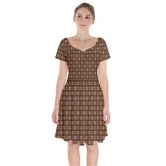 Background Pattern Structure Short Sleeve Bardot Dress