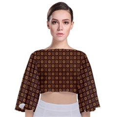 Background Pattern Structure Tie Back Butterfly Sleeve Chiffon Top