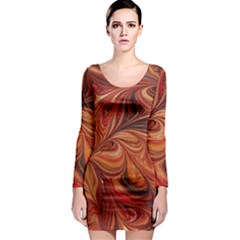 Marbled Paper Mottle Color Movement Long Sleeve Bodycon Dress by Wegoenart