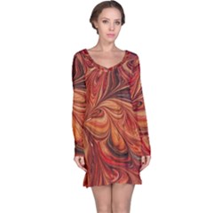 Marbled Paper Mottle Color Movement Long Sleeve Nightdress by Wegoenart