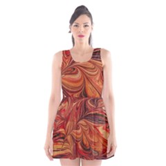 Marbled Paper Mottle Color Movement Scoop Neck Skater Dress by Wegoenart