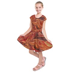 Marbled Paper Mottle Color Movement Kids  Short Sleeve Dress by Wegoenart