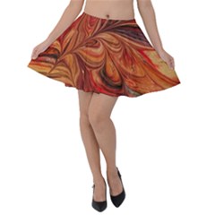 Marbled Paper Mottle Color Movement Velvet Skater Skirt