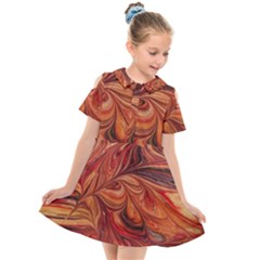 Marbled Paper Mottle Color Movement Kids  Short Sleeve Shirt Dress