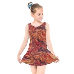 Marbled Paper Mottle Color Movement Kids  Skater Dress Swimsuit by Wegoenart