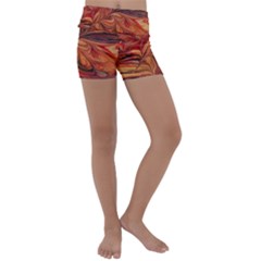 Marbled Paper Mottle Color Movement Kids  Lightweight Velour Yoga Shorts