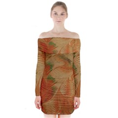 Mottle Color Movement Colorful Long Sleeve Off Shoulder Dress by Wegoenart