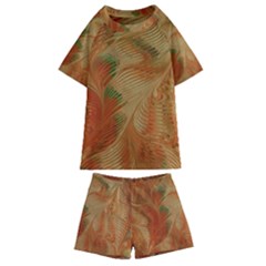 Mottle Color Movement Colorful Kids  Swim Tee And Shorts Set