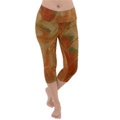 Mottle Color Movement Colorful Lightweight Velour Capri Yoga Leggings by Wegoenart