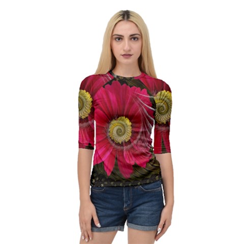 Fantasy Flower Fractal Blossom Quarter Sleeve Raglan Tee by Wegoenart