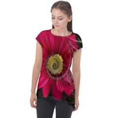 Fantasy Flower Fractal Blossom Cap Sleeve High Low Top by Wegoenart