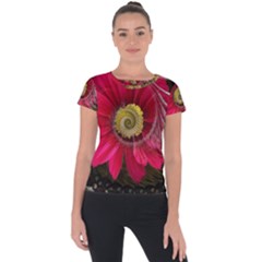 Fantasy Flower Fractal Blossom Short Sleeve Sports Top  by Wegoenart