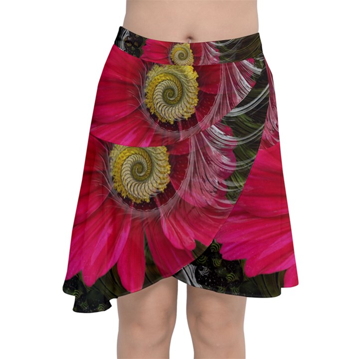 Fantasy Flower Fractal Blossom Chiffon Wrap Front Skirt