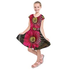 Fantasy Flower Fractal Blossom Kids  Short Sleeve Dress by Wegoenart