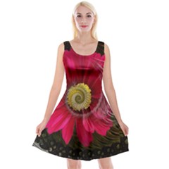 Fantasy Flower Fractal Blossom Reversible Velvet Sleeveless Dress