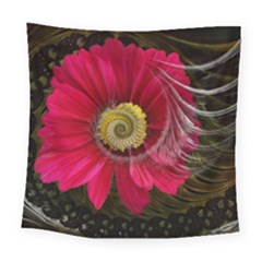 Fantasy Flower Fractal Blossom Square Tapestry (large)