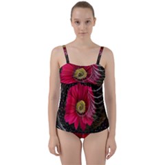 Fantasy Flower Fractal Blossom Twist Front Tankini Set by Wegoenart