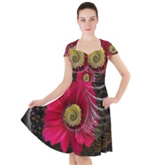 Fantasy Flower Fractal Blossom Cap Sleeve Midi Dress