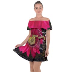 Fantasy Flower Fractal Blossom Off Shoulder Velour Dress