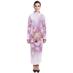 Abstract Transparent Image Flower Turtleneck Maxi Dress