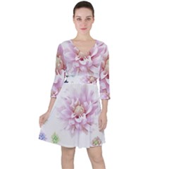 Abstract Transparent Image Flower Ruffle Dress by Wegoenart