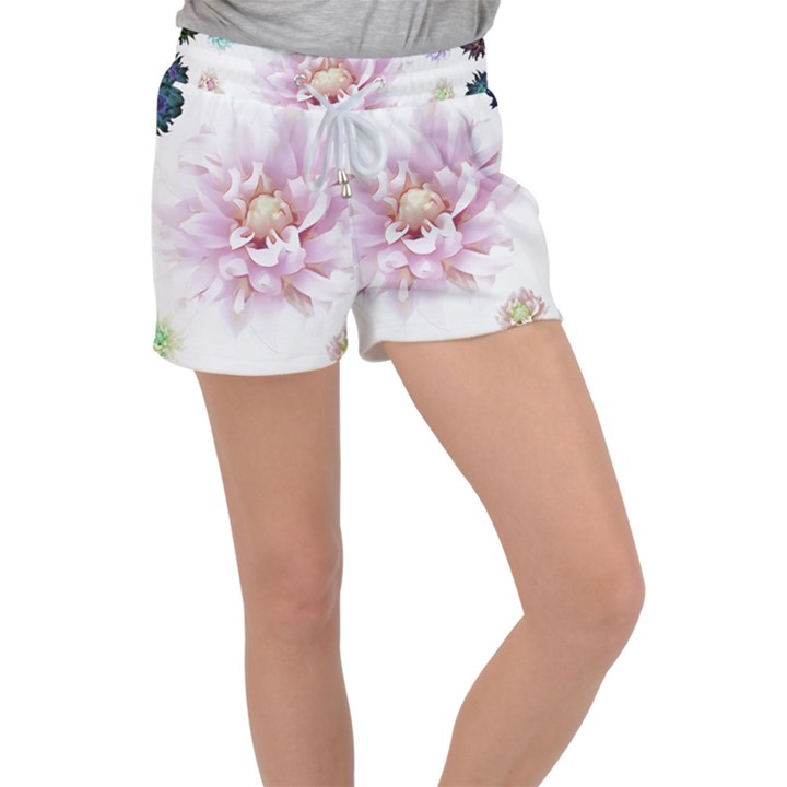 Abstract Transparent Image Flower Women s Velour Lounge Shorts