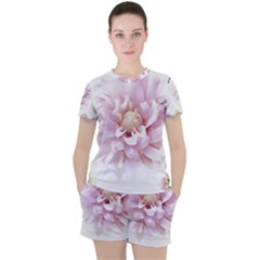 Abstract Transparent Image Flower Women s Tee And Shorts Set