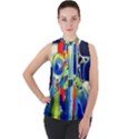 Twilight Bass No. 2 Mock Neck Chiffon Sleeveless Top View1