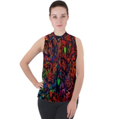 Dance  Of The  Forest 1 Mock Neck Chiffon Sleeveless Top