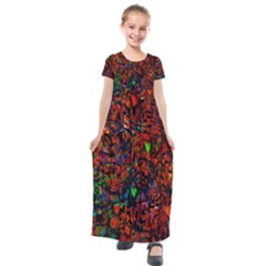 Dance  Of The  Forest 1 Kids  Short Sleeve Maxi Dress by Azure