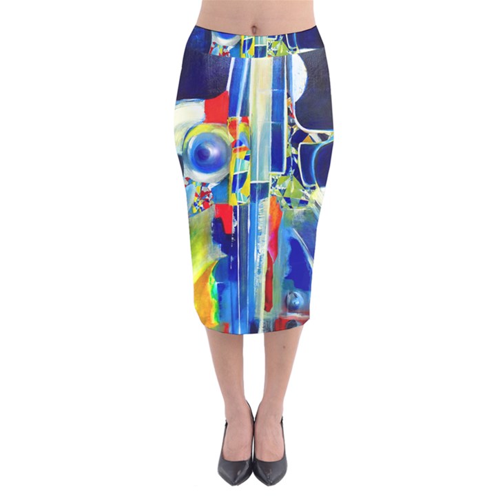 Twilight Bass No 2 F Velvet Midi Pencil Skirt