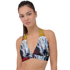 Skull 2 Halter Plunge Bikini Top