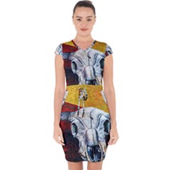 Skull 2 Capsleeve Drawstring Dress 