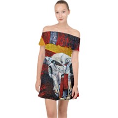 Skull 2 Off Shoulder Chiffon Dress by Azure