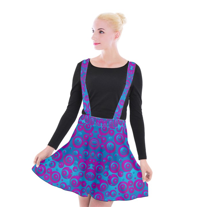 The Eyes Of Freedom In Polka Dot Suspender Skater Skirt