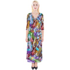 Unicorn Rave Quarter Sleeve Wrap Maxi Dress by WensdaiAmbrose