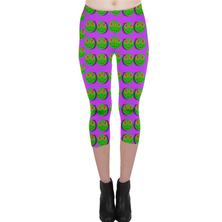 The Happy Eyes Of Freedom In Polka Dot Cartoon Pop Art Capri Leggings 