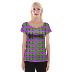 The Happy Eyes Of Freedom In Polka Dot Cartoon Pop Art Cap Sleeve Top by pepitasart