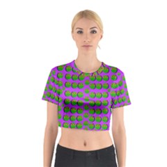 The Happy Eyes Of Freedom In Polka Dot Cartoon Pop Art Cotton Crop Top by pepitasart