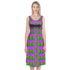 The Happy Eyes Of Freedom In Polka Dot Cartoon Pop Art Midi Sleeveless Dress by pepitasart